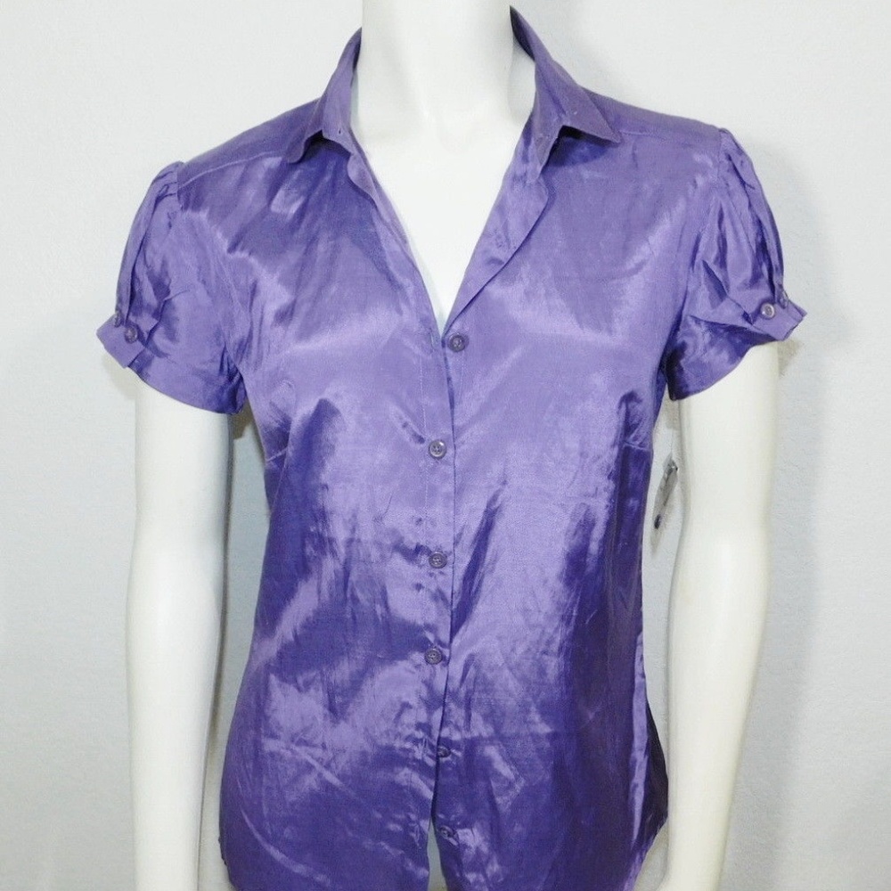 XS X-Small Antonio Melani Purple Button Down Top